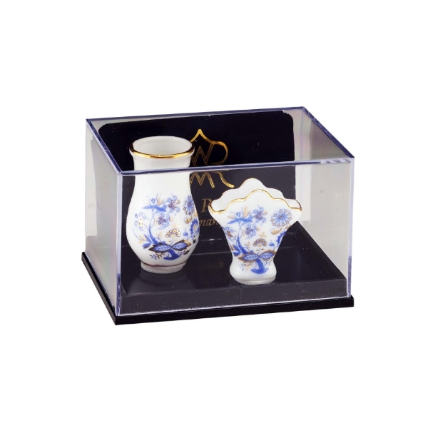 Picture of Flower Vase and Floor Vase - Blue Onion Gold Design
